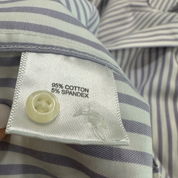 Peter Millar Navy and White Striped Button Down Shirt - Picture 5 of 5